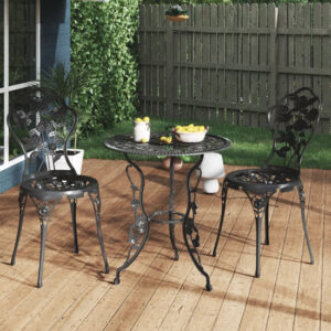 Brandi Cast Aluminium 3 Piece Bistro Set In Black