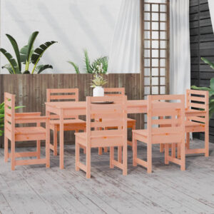 Canton Solid Wood Douglas 7 Piece Garden Dining Set In Natural