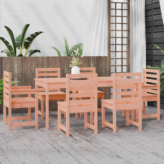 Canton Solid Wood Douglas 7 Piece Garden Dining Set In Natural