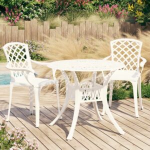 Denver Cast Aluminium 3 Piece Bistro Set In White
