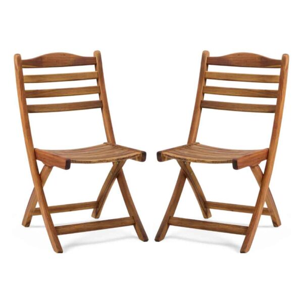 Ocevara Outdoor Wooden Dining Chair Pair without Arms in Golden Brown