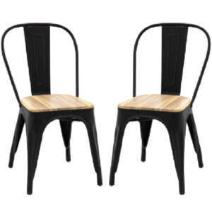 Paralia Outdoor Natural Wooden Dining Chairs In Pair