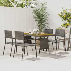 Filey Poly Rattan 5 Piece Outdoor Dining Set In Grey